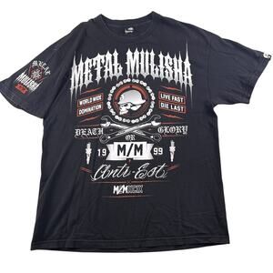 Vintage Metal Mulisha Men’s XL Skull T-Shirt Y2K Rock AOP All over print Rock